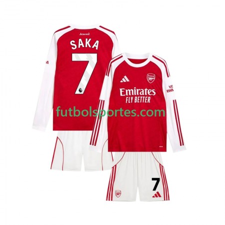 Camiseta Arsenal Bukayo Saka 7 Niño Primera Equipación 2025/2026 Manga Larga